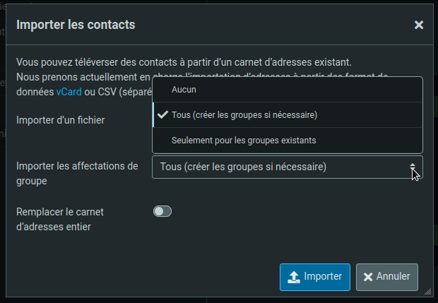 Interface propriétaire du logiciel SYMPA