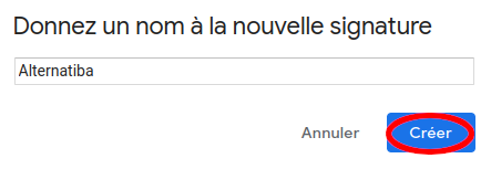 Paramètres Gmail : nommer une signature